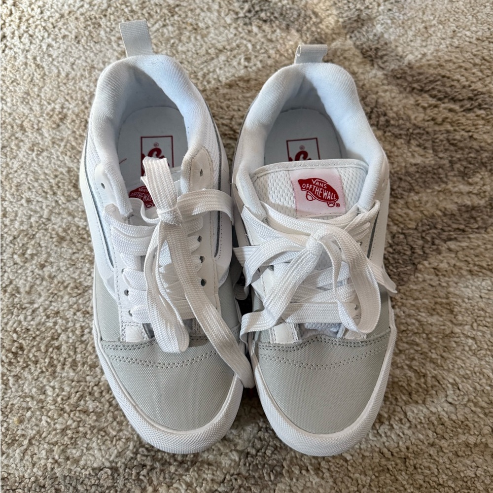 Vans White and Light Gray Low-Top Sneakers